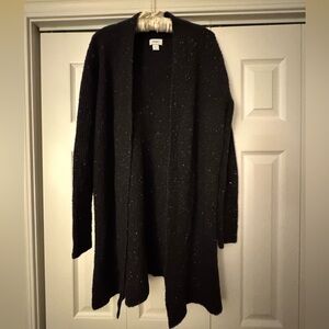 Old Navy Black Speckled Longline Open Front Cardigan Sweater